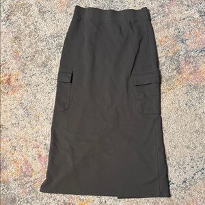 Carpenter Knit Pull On Messini Army Green Maxi Skirt with Pockets S